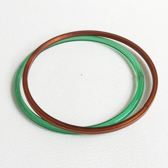 Green & Brown Art Glass Child's Bangles Set of 2 - Picture 1 of 7